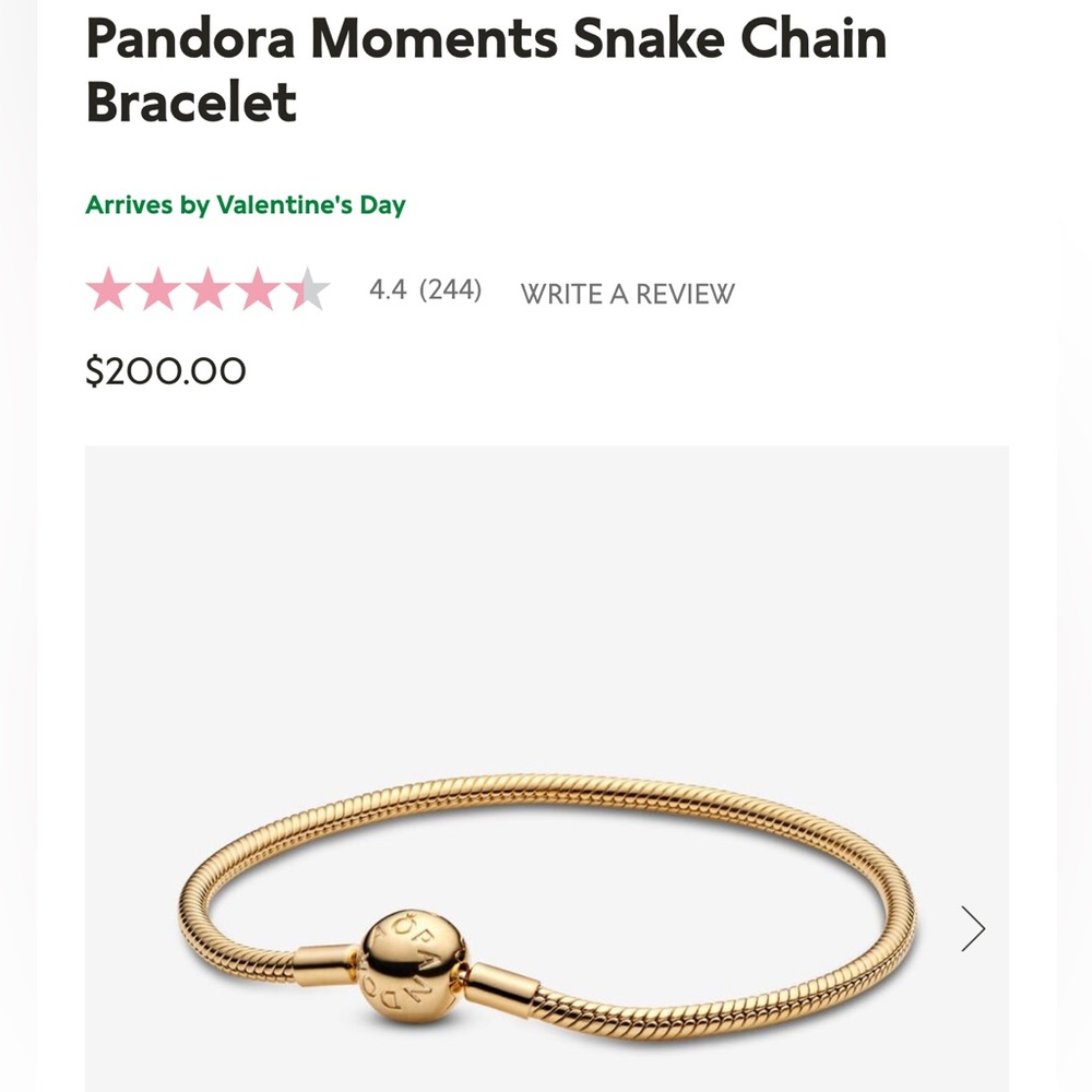 Pandora Moments Snake Chain Bracelet Gold